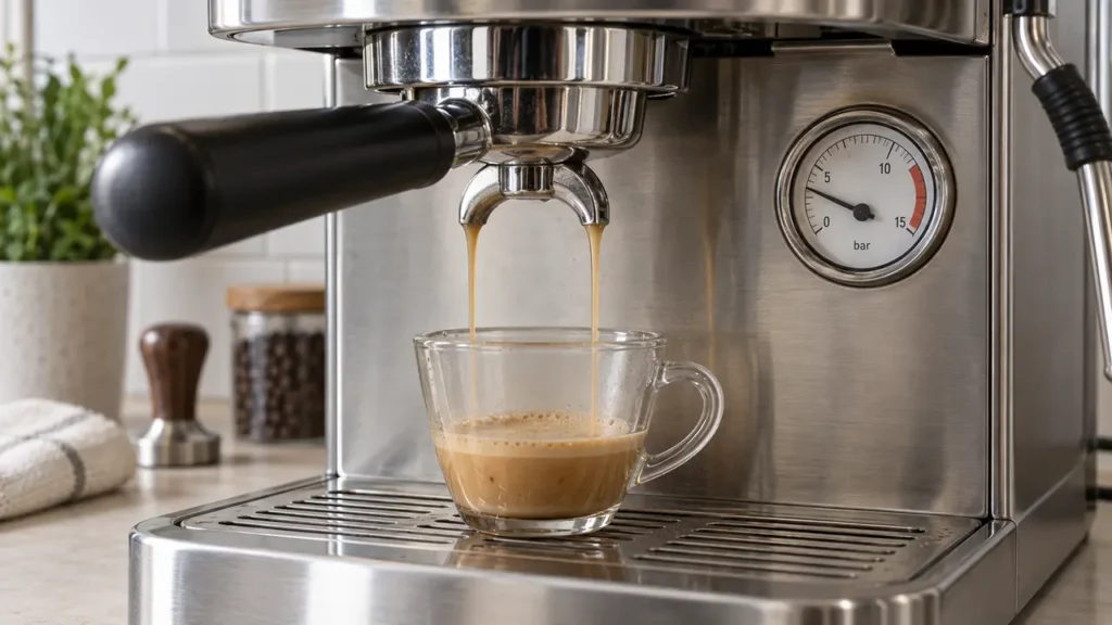 Breville Barista Express producing a fast watery shot at low pressure