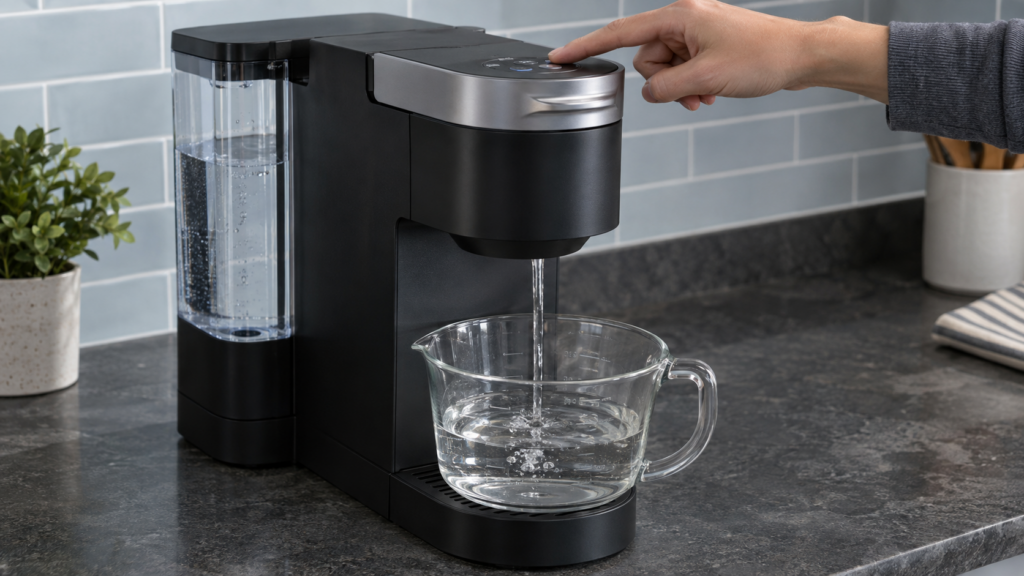 Keurig K-Supreme dispensing water during descaling cycle