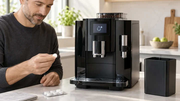 JURA E8 cleaning tablets and built-in cleaning program