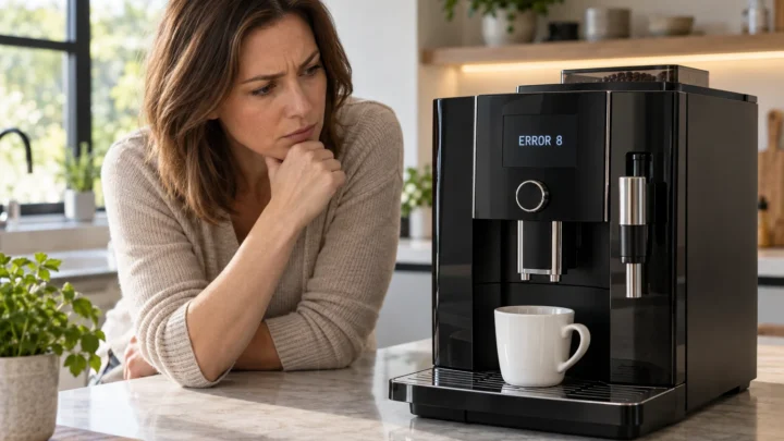 JURA E8 coffee machine displaying Error 8