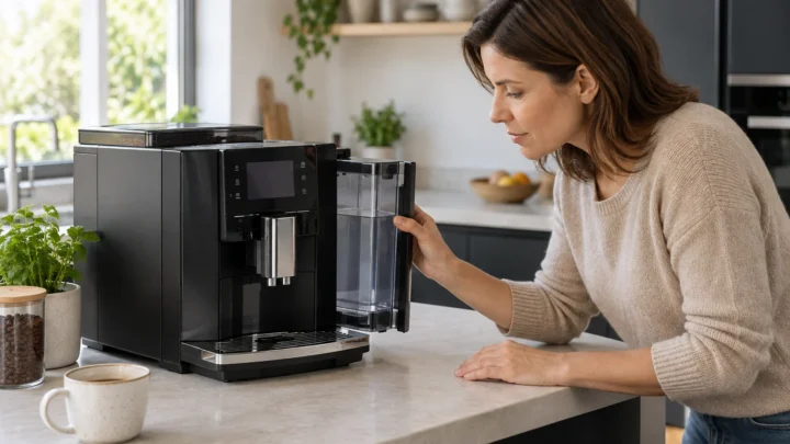Troubleshooting a JURA E8 coffee machine and checking the water tank