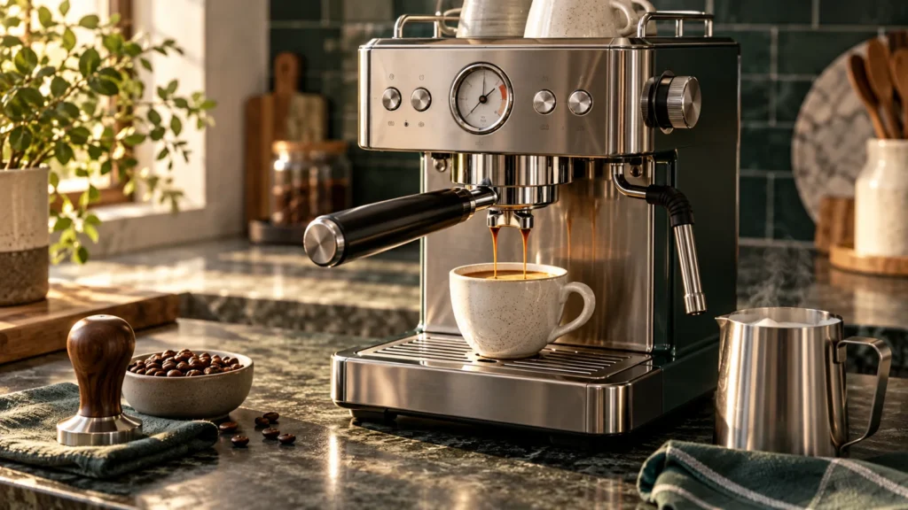 Editorial illustration of Breville Barista Express BES870 coffee not hot enough