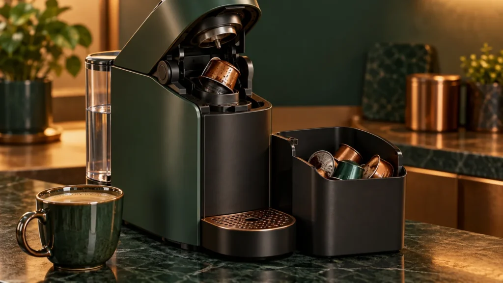 Editorial illustration of Nespresso Vertuo Next capsule not ejecting