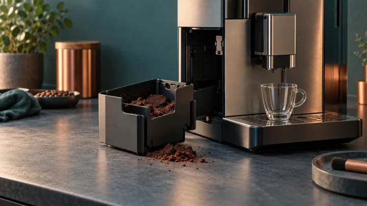 Editorial illustration of Philips 3200 LatteGo discards coffee powder