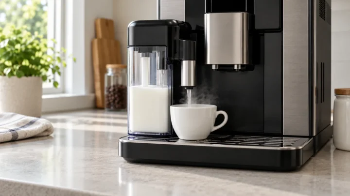 Illustrative Magnifica Evo milk carafe cleaning scene